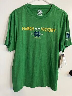 NWT Mens size large Rally For Old Notre Dame green Tee Shirt